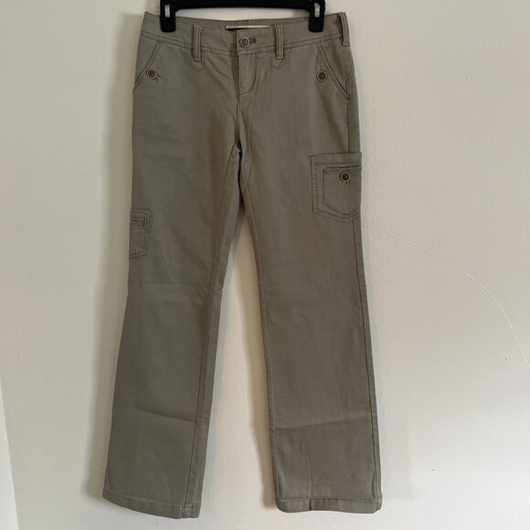 Anthropologie Daughters Of The Liberation Khaki Low Rise Cargo Pants- Size 0 - Picture 1 of 8